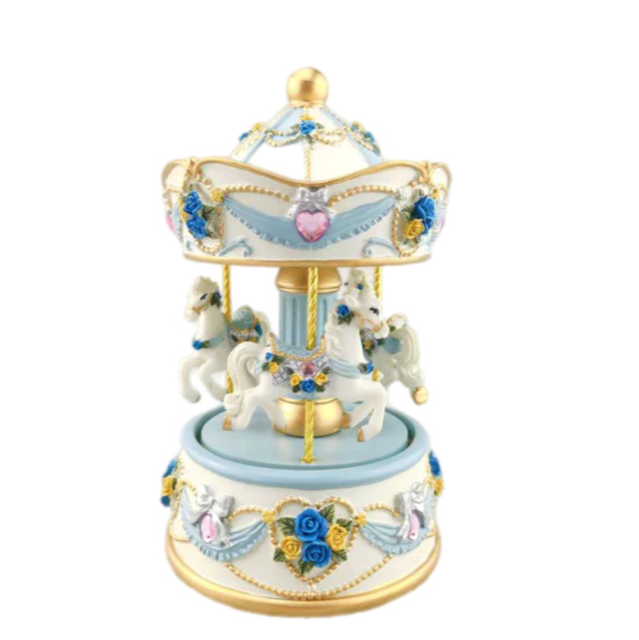 Musical Blue Carousel Horse  - LARGE