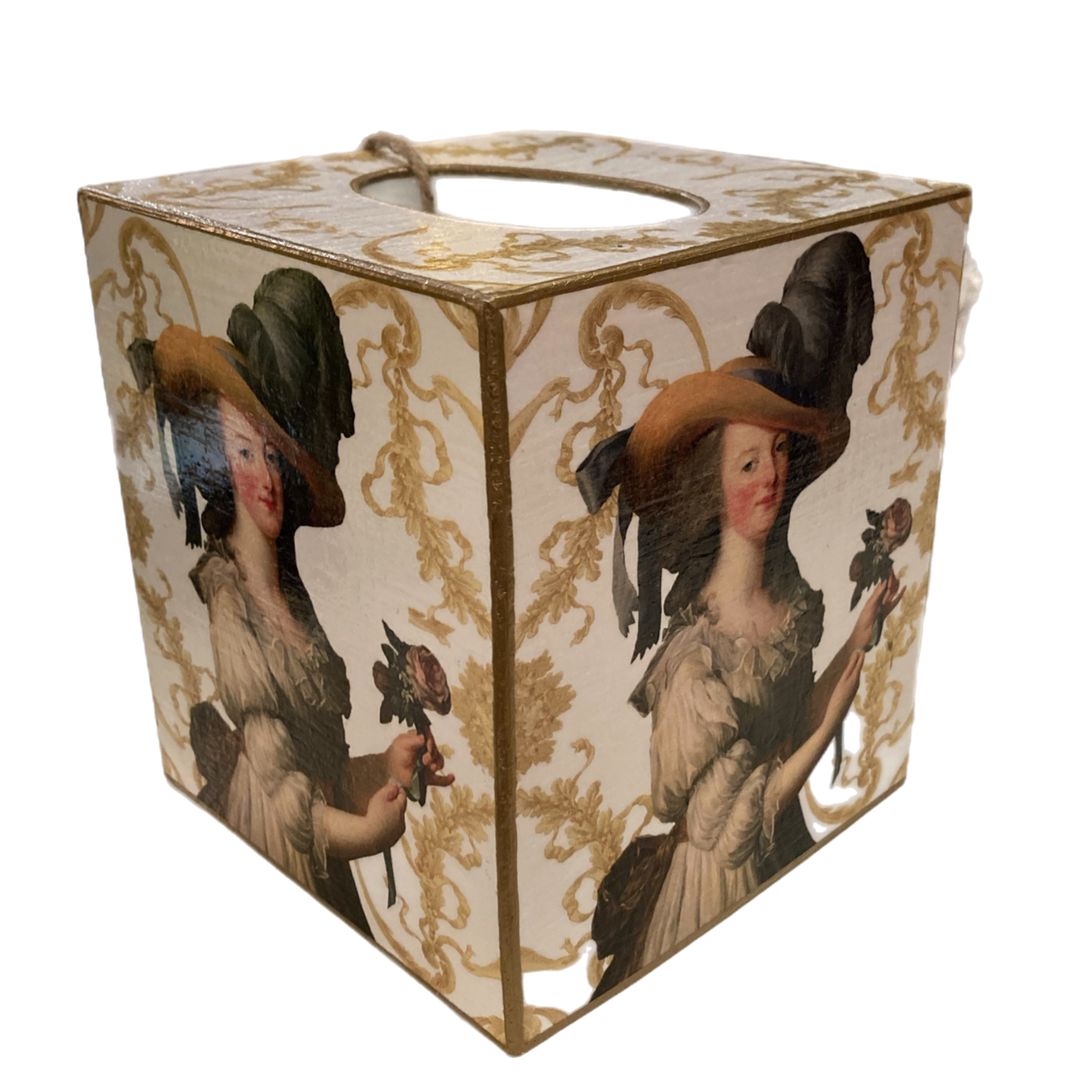 Marie Antionette Tissue Box Cover - WHITE