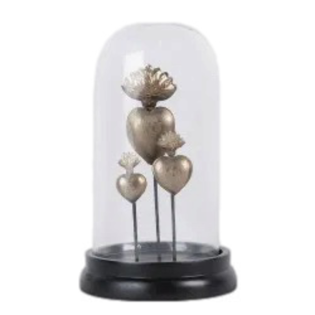 Three Hearts With Flames In Dome Figurine