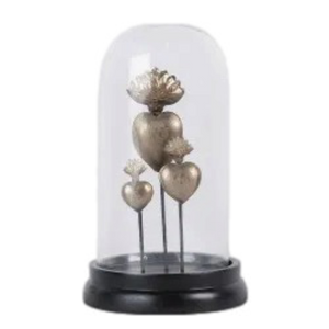 Three Hearts With Flames In Dome Figurine