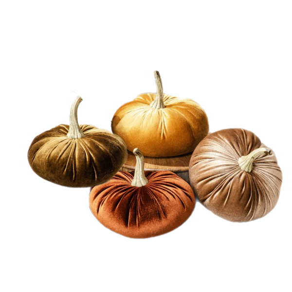 Assorted Medium Velvet Pumpkin Figurine, INDIVIDUALLY SOLD