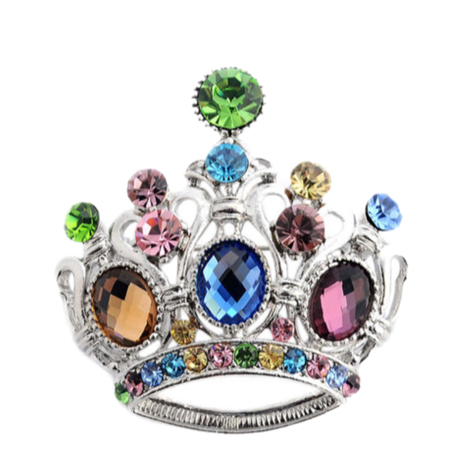 Multicolor Crown Brooch