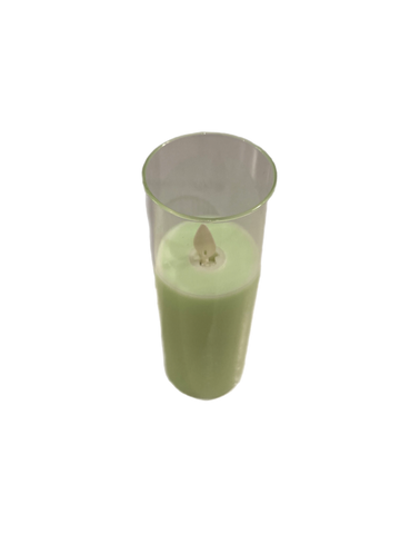 6" X 2" Slim Pillar Flameless Candle: Green