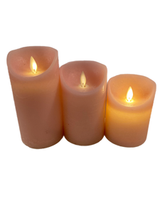 Assorted Wide Pillar Flameless Candle: Pink, INDIVIDUALLY SOLD