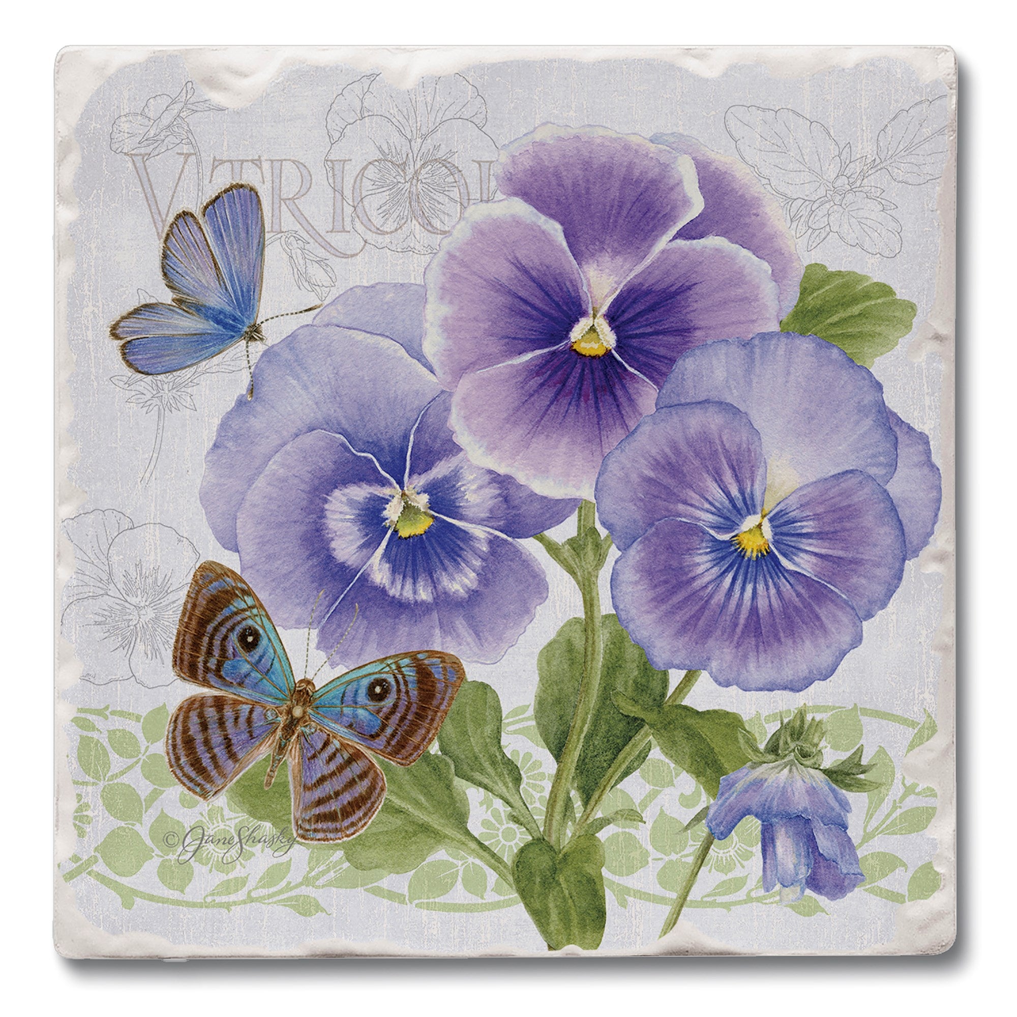 Purple Pansies Coasters, Set Of 4