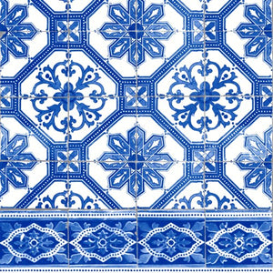 Luncheon Paper Napkin: Blue Tiles