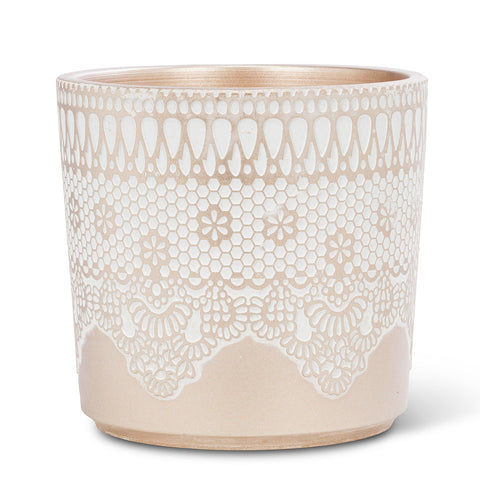Gold Lace Etched Planter - LARGE