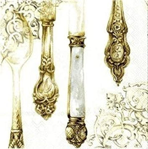 Luncheon Paper Napkin: Gold Cutlery