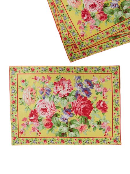 April Cornell Cottage Rose Placemat Yellow, INDIVIDUALLY SOLD
