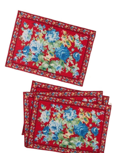 April Cornell Cottage Rose Placemat - Red, INDIVIDUALLY SOLD