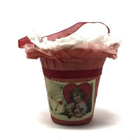 Valentine's Candy Container: Lady Holding Flowers