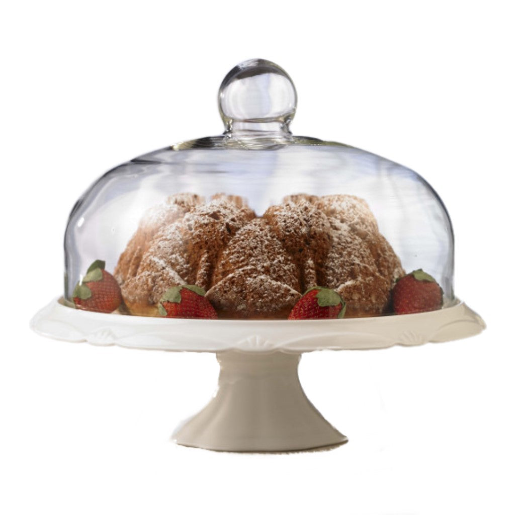 White Pedestal Cake Plate With Dome