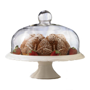 White Pedestal Cake Plate With Dome