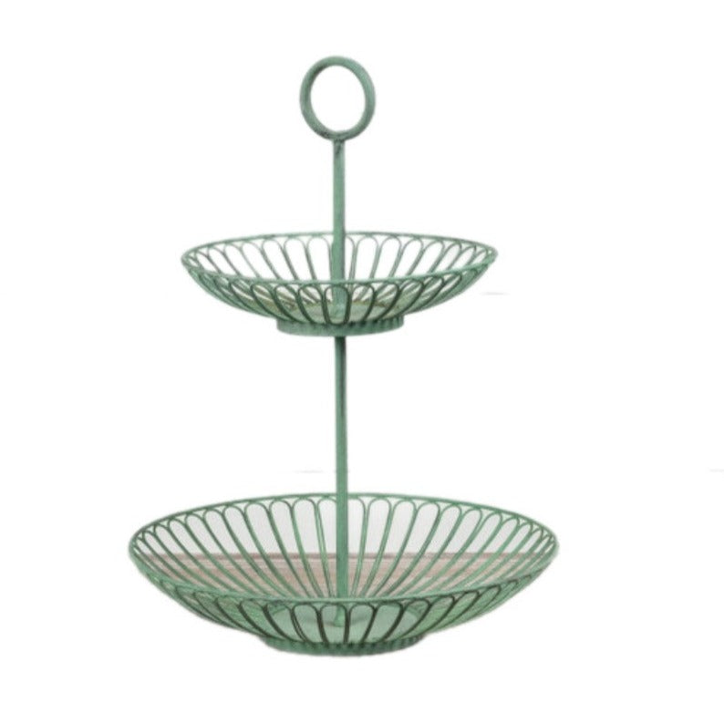 2 Tier Green Wire Basket