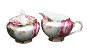 Cabbage Rose Creamer And Sugar, Set Of 2